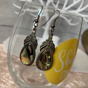 Vintage abalone shell dangle earrings